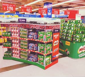 Exhibición de productos en góndola